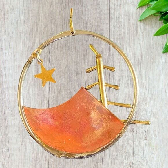 Handmade Copper Earrings Wilderness Trees Mountains - Picture 3 of 10